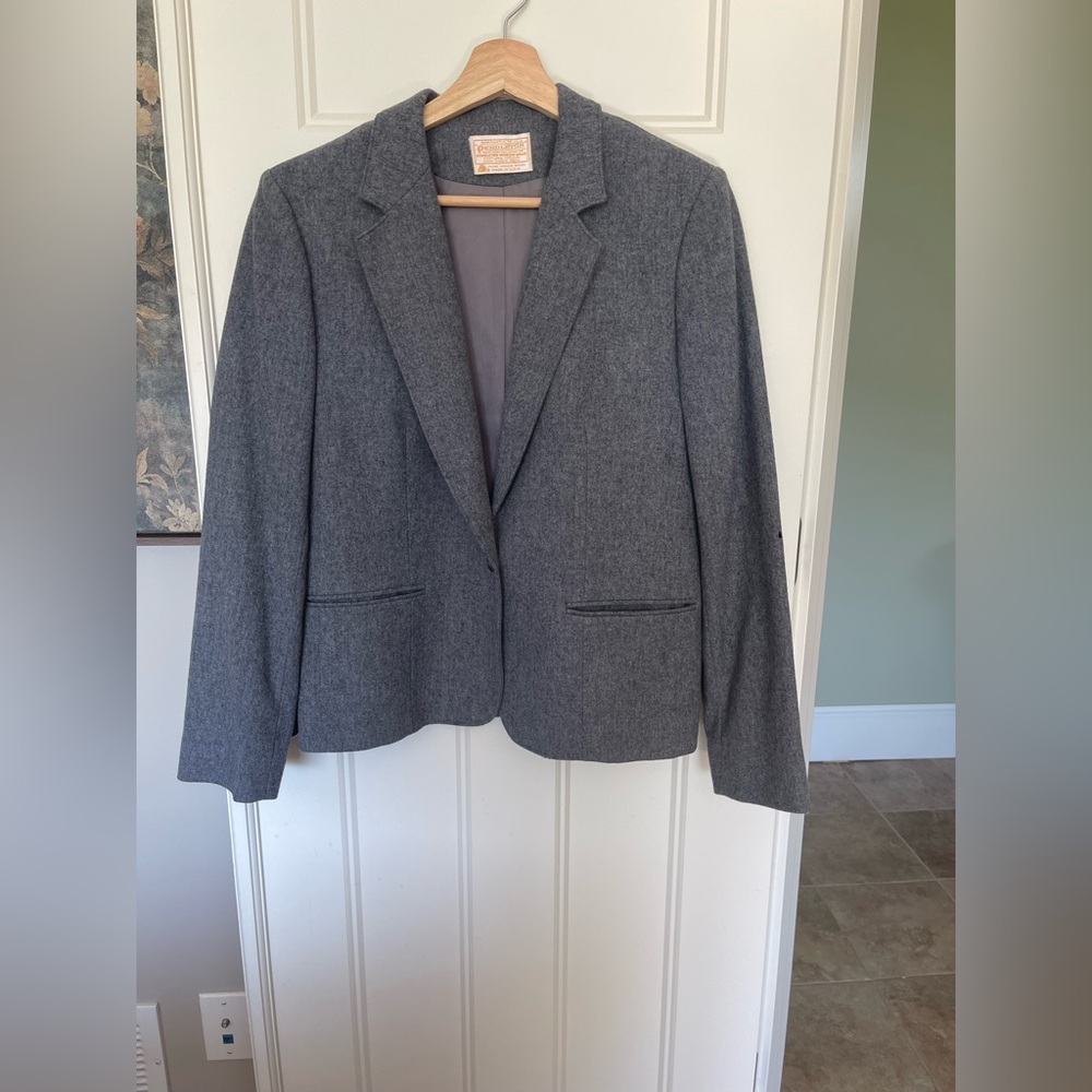 Vintage Pendleton Petite Women’s Gray Melange Wool Blazer